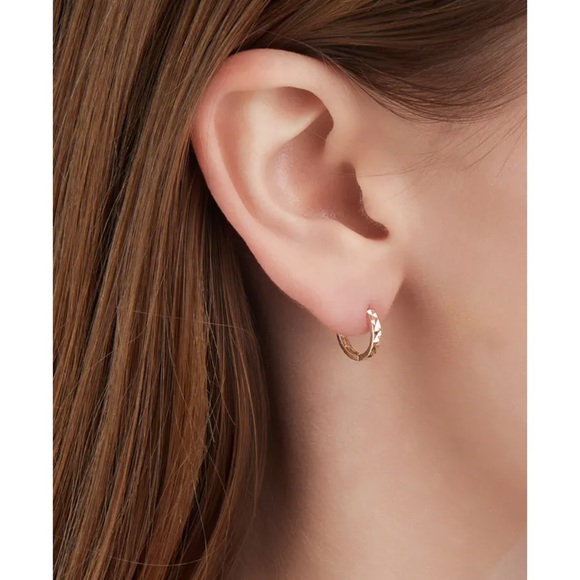 BONY LEVY 14K Gold Textured Huggie Hoop Earrings - Picture 2 of 7